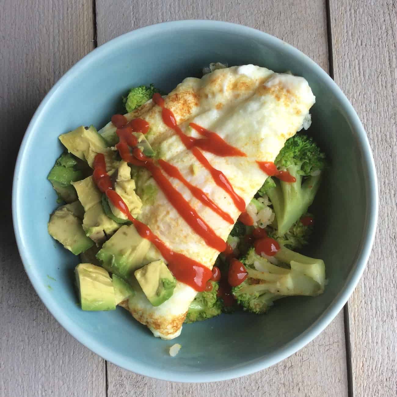 Broccoli, eggs, avocado