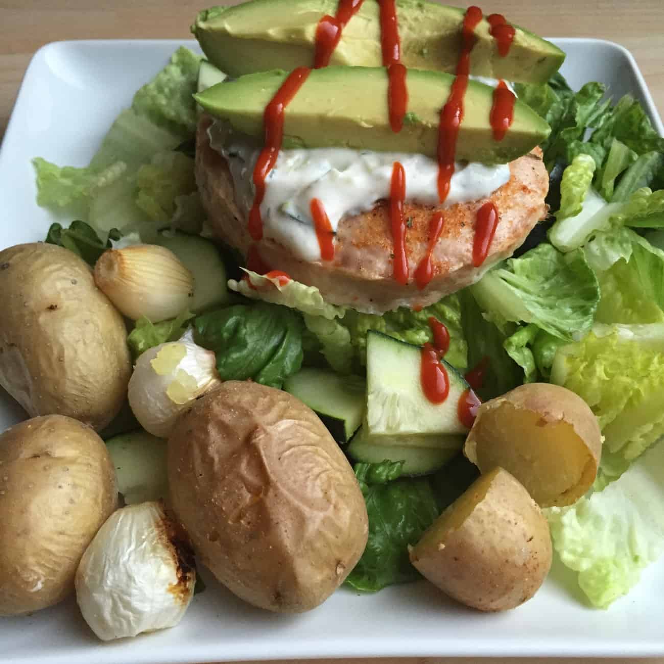 Turkey burger and potatoes
