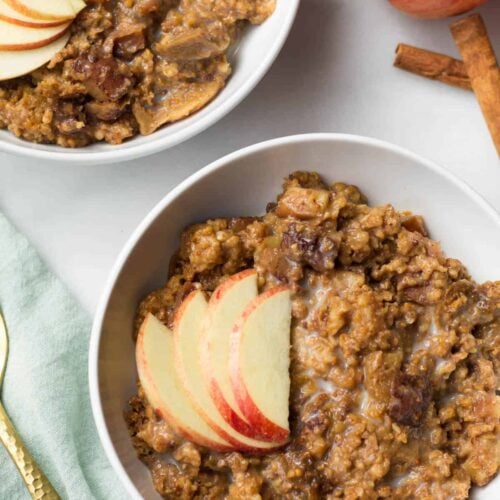 These Fig Apple Cinnamon Slower Cooker Steel Cut Oats combine the flavors of fall to provide a hearty and nutritious breakfast that feels like a treat - Eat the Gains