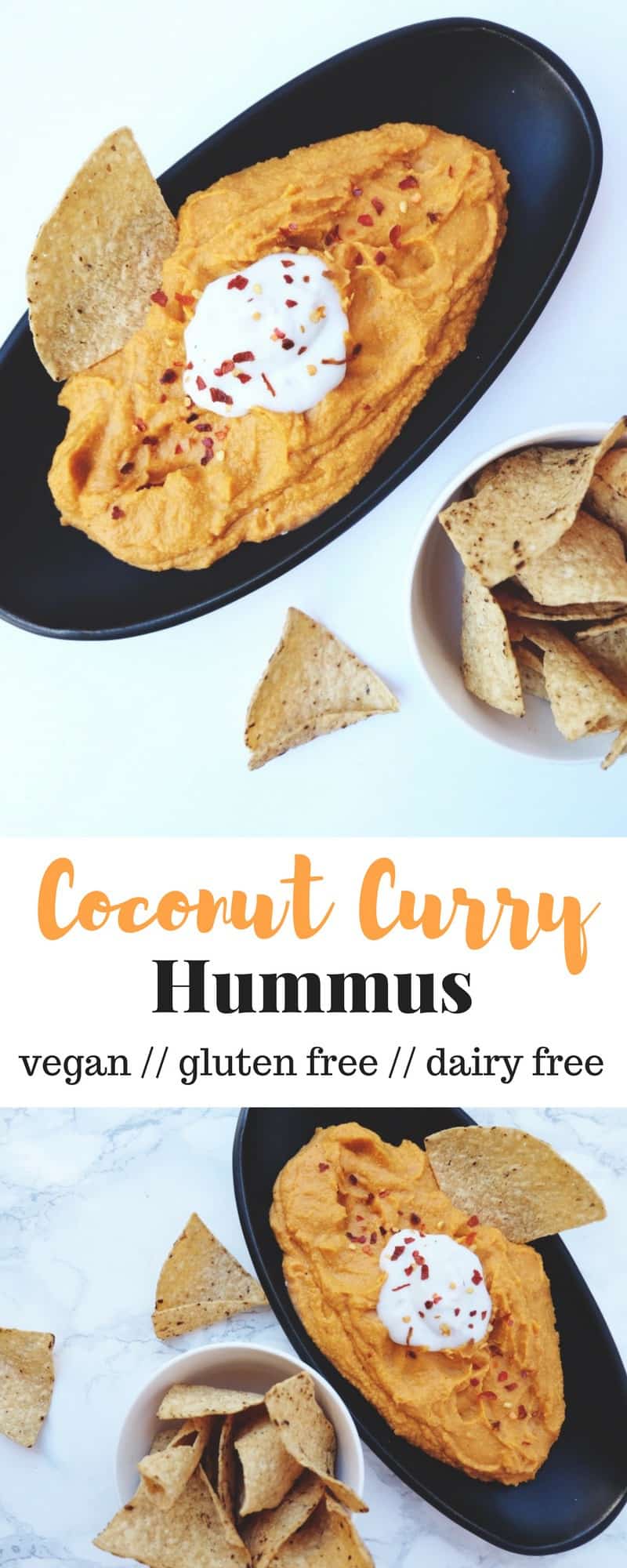An upgraded version of you favorite dip, this Coconut Curry Hummus is a little spicy and sweet and makes for a delicious creamy, dairy free, and vegan hummus - Eat the Gains