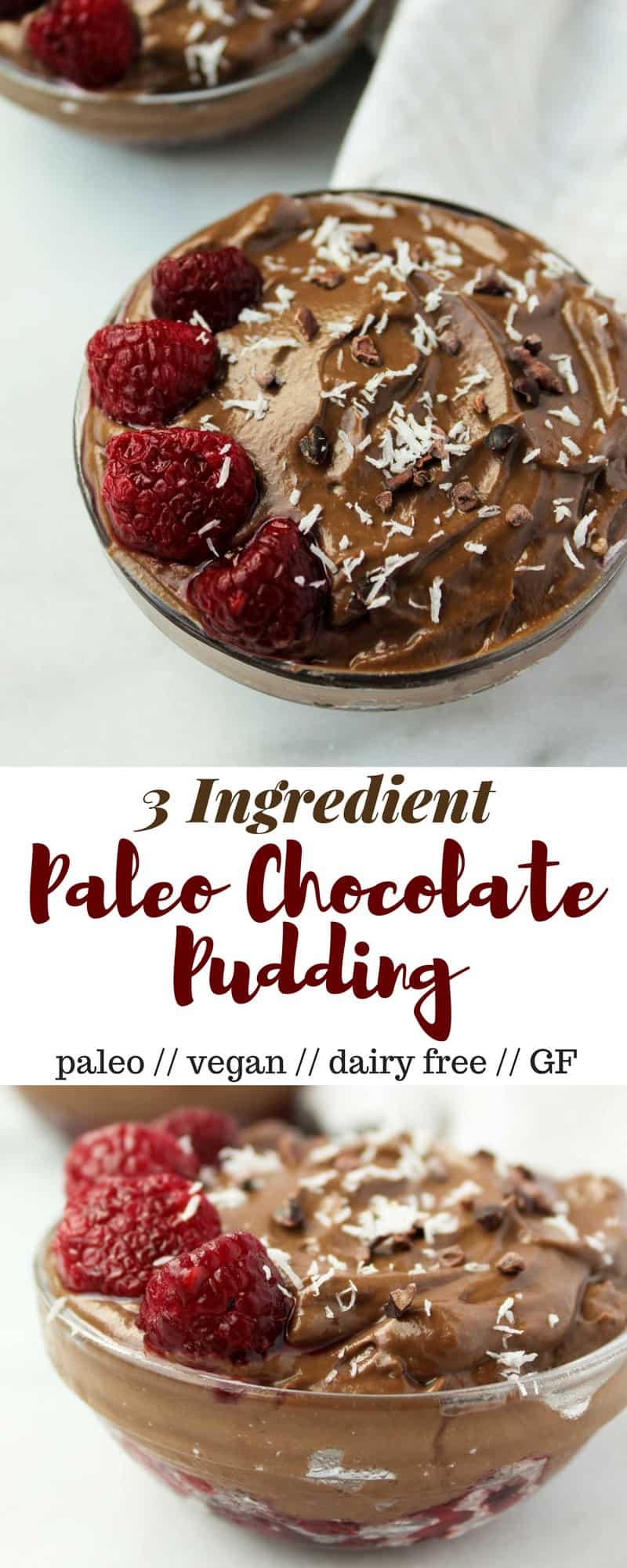 3 ingredients that come together in 2 minutes, this Paleo Chocolate Pudding is a good-for-you sweet treat packed with healthy fats and antioxidants - Eat the Gains
