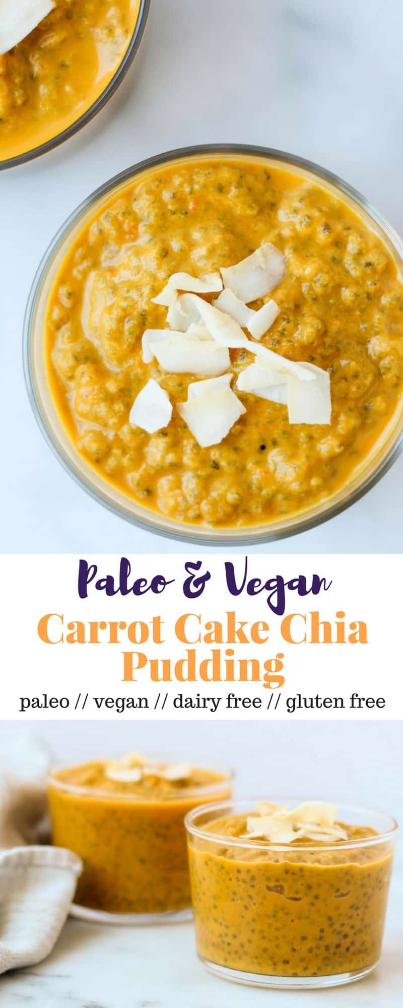 This Carrot Cake Chia Pudding takes the flavors of a classic dessert and turns it into a healthy snack that is paleo, vegan, and dairy & gluten free - Eat the Gains