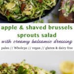 Pinterest image for Apple & Shaved Brussels Sprouts Salad with Creamy Balsamic