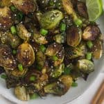 Miso Glazed Brussels Sprouts Pinterest image
