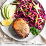 Air Fryer Pork Chops with Cabbage Apple Salad Pinterest image
