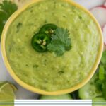 Blender Roasted Tomatillo Avocado Salsa Pinterest image
